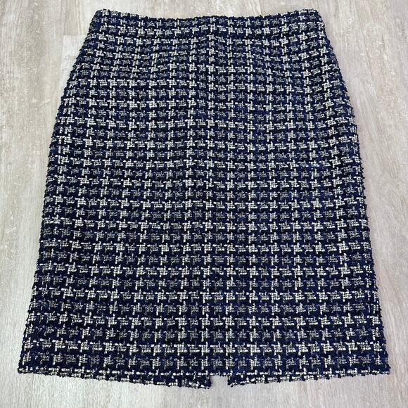 J. Crew Dresses & Skirts - J.Crew Lady Liberty Tweed Blue Metallic Houndstooth No. 2 Pencil Skirt #AC229